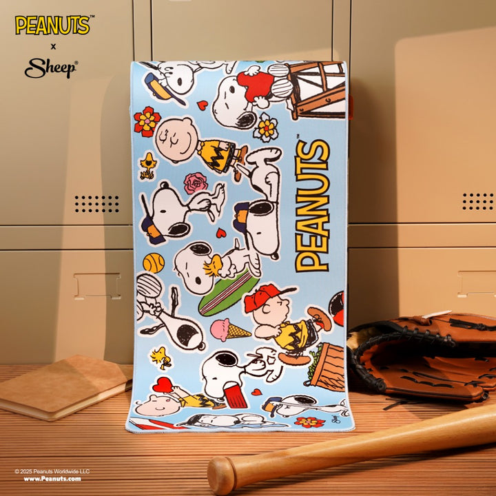 แผ่นรองเม้าส์ สนูปปี้ ลายรวมแก๊ง peanuts สีฟ้า Mousepad Peanuts แต่งโต๊ะ