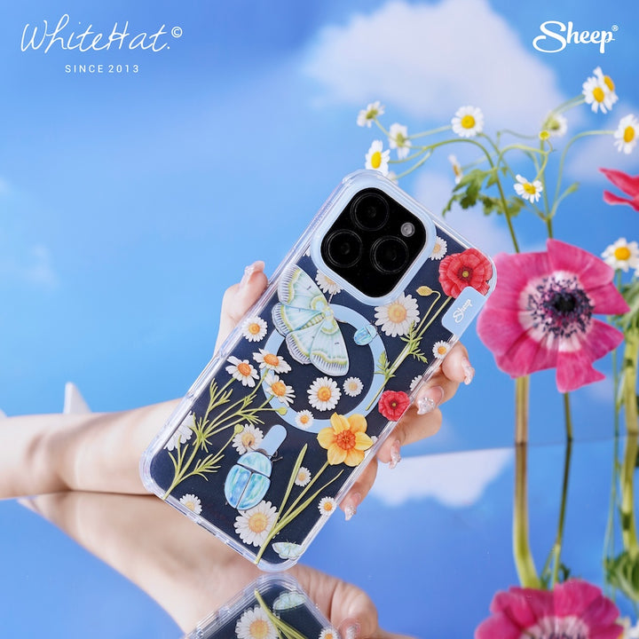 เคสใช้กับเครื่องดำ Whitehat เคสไอโฟน ลายดอกไม้ iPhone Magsafe Flower