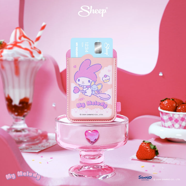 ที่ใส่บัตร แปะมือถือ my melody ใช้คู่เคส sanrio phone accessories คุโรมิ ลิขสิทธิ์แท้ ซานริโอ้ สีชมพู wallet magsafe