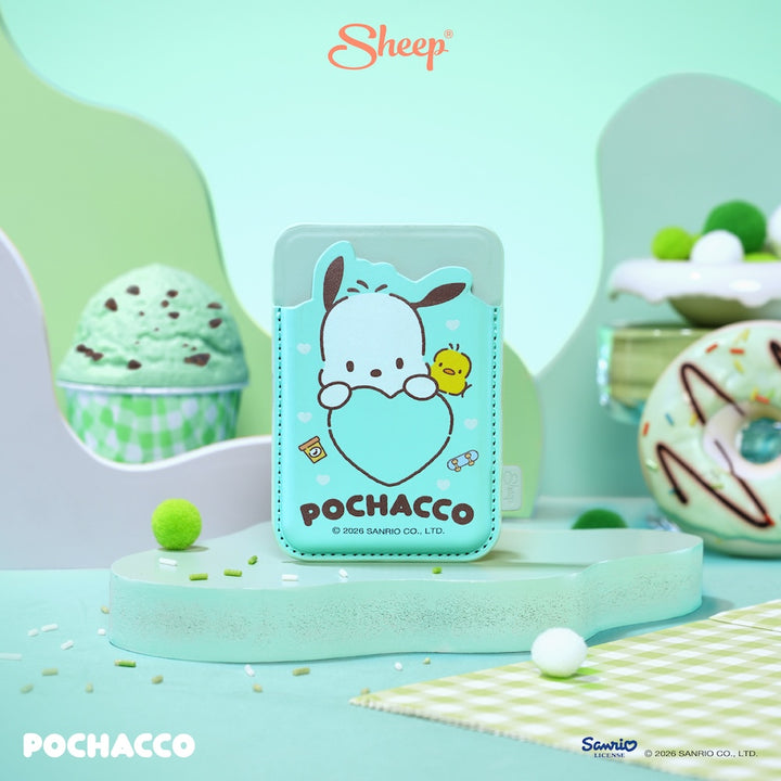 เคสใส่บัตร pochacco โปเชโกะ สีเขียว sheep phone wallet magsafe accessories ลิขสิทธิ์แท้ ใช้คู่เคส sanrio ซานริโอ้