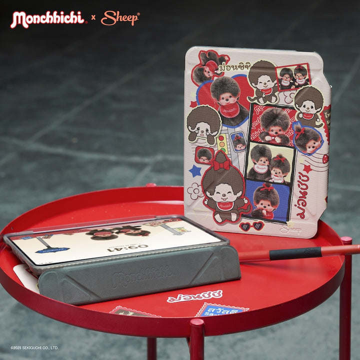 เคสไอแพด ม่อนชิชิ สีน้ำตาล กันงอ ipad case กันกระแทก monchhichi ดีไซน์ อักษรไทย ลิขสิทธิ์แท้
