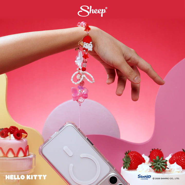 sheep phone charm hello kitty สายห้อยมือถือ คิตตี้ ลูกปัด สีแดง ชมพู ของแท้ ใช้คู่เคส sanrio ลิขสิทธิ์แท้ accessories ซานริโอ