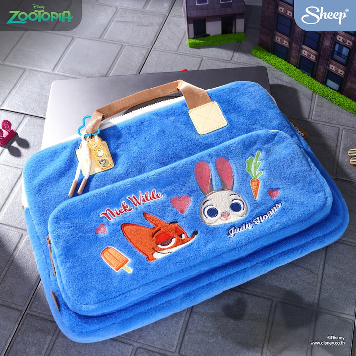 zootopia กระเป๋าใส่ macbook sleeve มีหูหิ้ว ลายคู่จิ้น nick &amp; judy ขนาด 16 นิ้ว นิค จูดี้