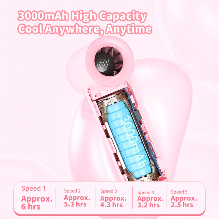 lulu the piggy rock พัดลมมือถือ สีชมพู หมู ลูลู่  ปรับระดับได้ ขนาดพกพา แบตอึด