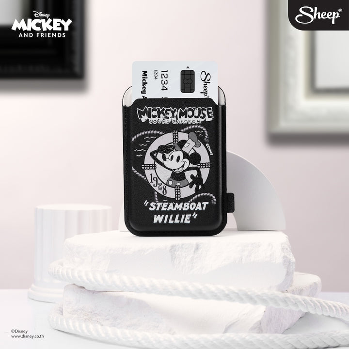 card holder ลาย mickey steamboat wille ที่ใส่บัตร มิคกี้เมาส์ สีดำ