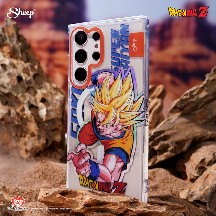 เคส MagSafe Dragon Ball Z โชว์ด้านข้าง แสดงตำแหน่งปุ่มกดที่ออกแบบมาให้ใช้งานง่าย