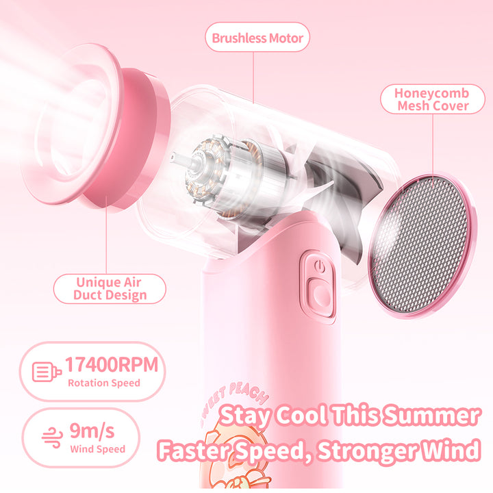 พัดลมมือถือ ขนาดพกพา หมู ลูลู่ สีชมพู rock lulu the piggy ปรับระดับได้ แบตอึด