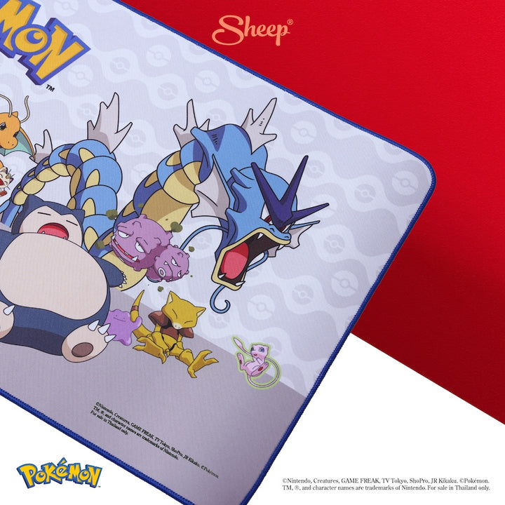 โปเกมอน ลิขสิทธิ์แท้  Mouse Pad Pokémon Pikachu พิคาชู Bulbasaur Charmander Poké Ball Squirtle Eevee แผ่นรองเมาส์ สี ขาว เทา