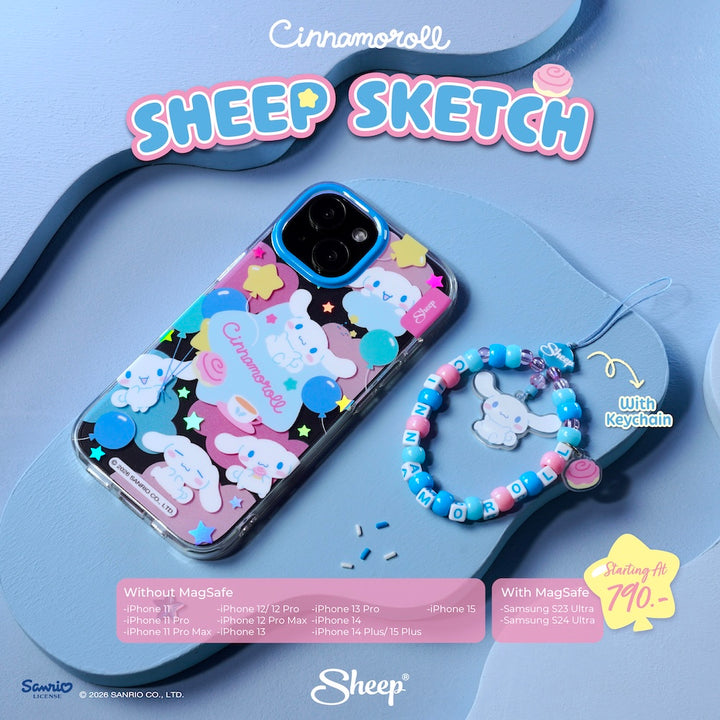 เคส ซินนามอนโรล cinnamoroll sanrio ลายน่ารัก case iphone sketch ไอโฟน ลิขสิทธิ์แท้ ซานริโอ้ สีฟ้า ชมพู กันกระแทก