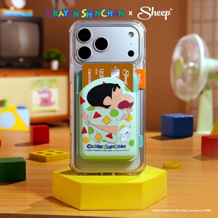 Crayon Shinchan ชินจัง ลิขสิทธิ์แท้ ใช้คู่เคส สีเขียว ชุดนอน ชิโร่ wallet magsafe ที่ใส่บัตร แปะมือถือ card holder