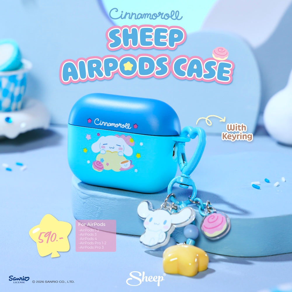 เคสแอร์พอด cinnamoroll สีฟ้า น้ำเงิน airpods case 4 pro 3 ลิขสิทธิ์แท้ sanrio ซานริโอ้ พร้อมส่ง แถม พวงกุญแจ keyring