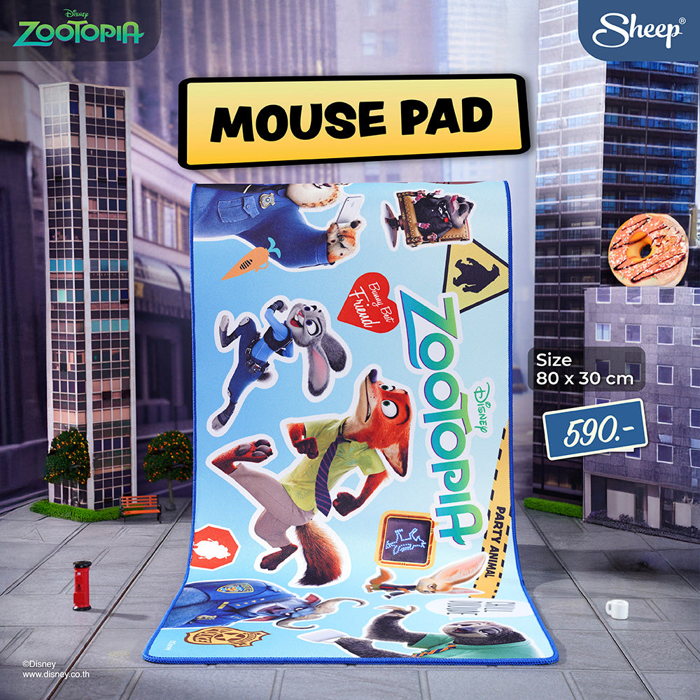 mouse pad zootopia แผ่นรองเมาส์ ซูโทเปีย สีฟ้า ลิขสิทธิ์แท้ disney