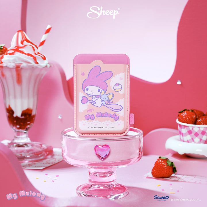 my melody magsafe wallet phone accessories มายเมโลดี้ สีชมพู ใช้คู่เคส sanrio ที่ใส่บัตร แปะมือถือ card holder ซานริโอ้
