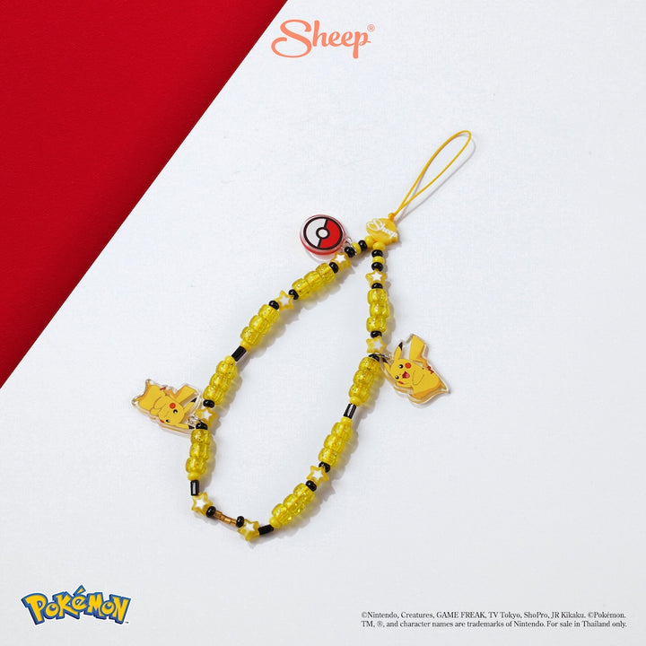 สายห้อย มือถือ Pikachu พิคาชู Phone Charm Pokémon โปเกมอน ลิขสิทธิ์แท้ Poké Ball โปเกบอล น่ารัก สี เหลือง
