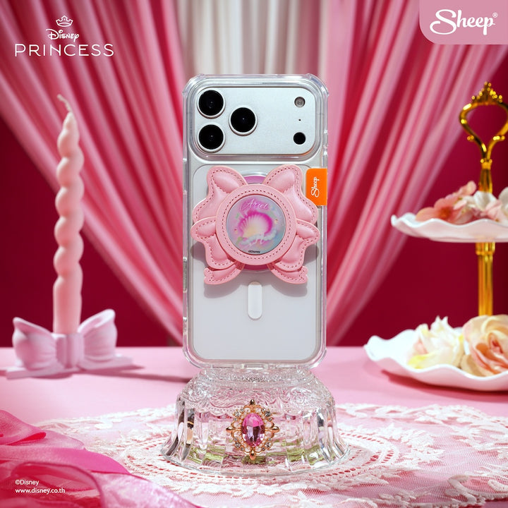 ที่แปะมือถือ case เคส MagSafe Phone Grip ลิขสิทธิ์แท้ Disney Princess เจ้าหญิง Ariel Bow แอเรียล แม่เหล็ก โบว์ สีชมพู