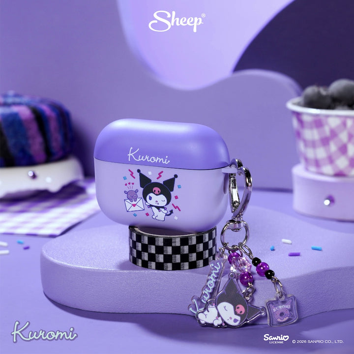 เคสแอร์พอด คุโรมิ 4 pro 3 พร้อมส่ง kuromi ลิขสิทธิ์แท้ sanrio airpods case สีม่วง แถม พวงกุญแจ keyring