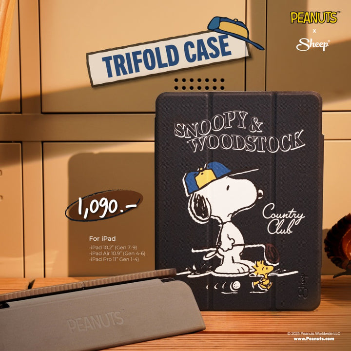 เคสคอลแลป Peanuts ลิขสิทธิ์แท้ เคส iPad Air เคส iPad Gen เคส สนูปปี้ สีดำ