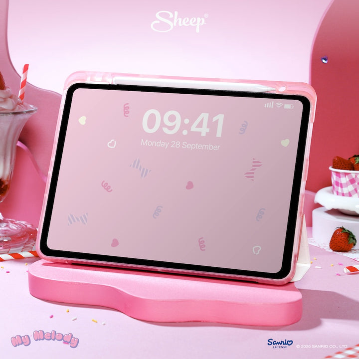 ipad case my melody sanrio เคสไอแพด มายเมโลดี้ กันกระแทก ลิขสิทธิ์แท้ สีชมพู ขาว ซานริโอ้ พกง่าย น้ำหนักเบา ตั้งได้