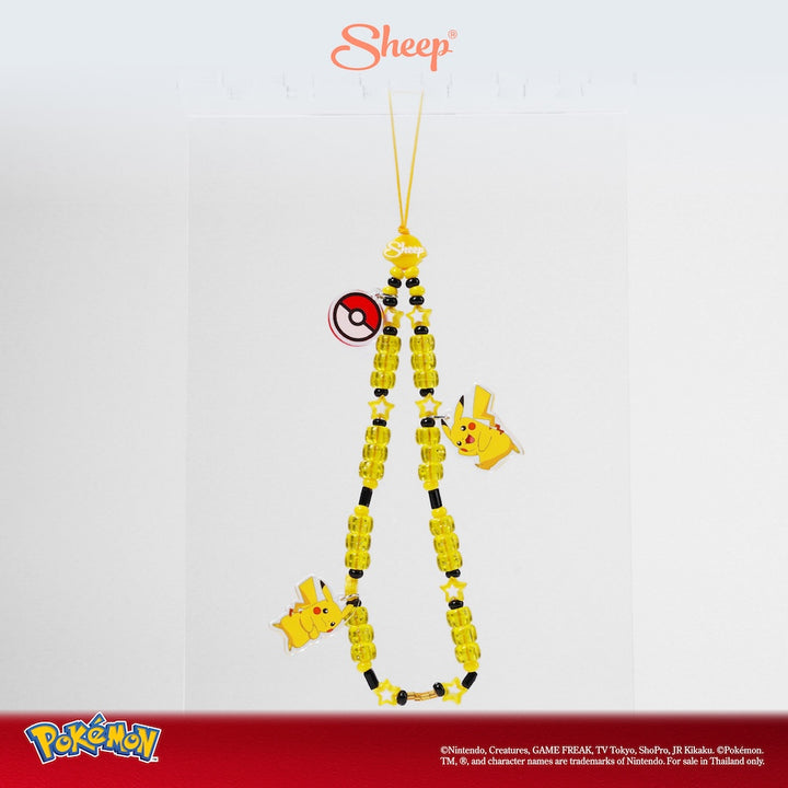 Phone Charm Pokémon โปเกมอน ลิขสิทธิ์แท้ Pikachu พิคาชู Poké Ball โปเกบอล สายห้อย มือถือ น่ารัก สี เหลือง