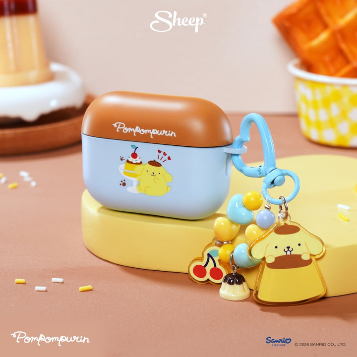 เคสแอร์พอด pompompurin สีฟ้า น้ำตาล airpods case 4 pro 3 ปอมปอมปูริน ลิขสิทธิ์แท้ sanrio ซานริโอ้ แถม พวงกุญแจ keyring