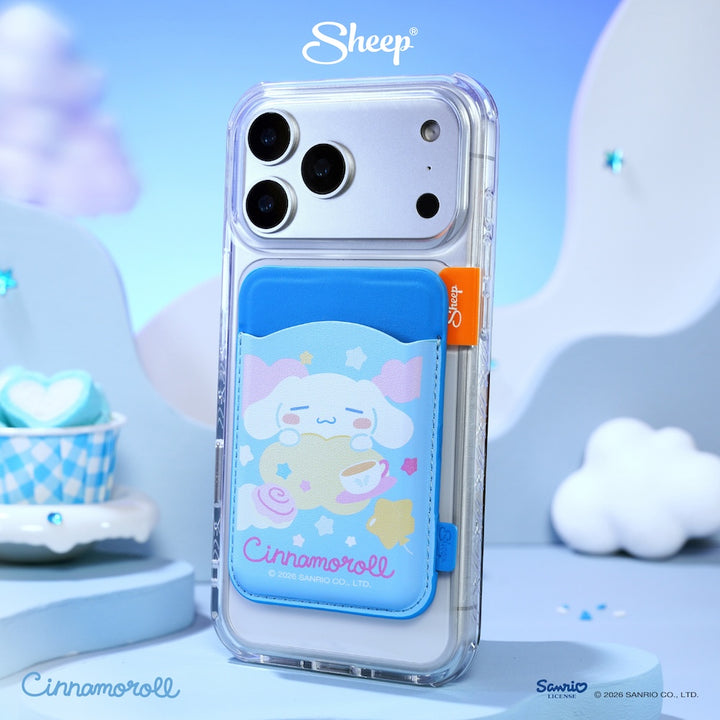 ที่ใส่บัตร แปะมือถือ cinnamoroll ใช้คู่เคส sanrio phone accessories ลิขสิทธิ์แท้ สีฟ้า น้ำเงิน phone wallet magsafe
