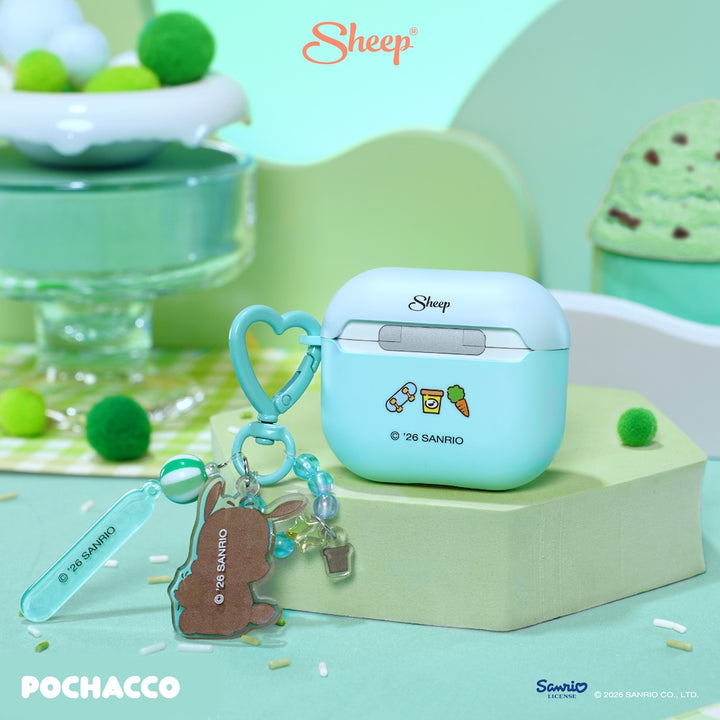 airpods case pochacco เคสแอร์พอด 4 pro 3 โปเชโกะ สีเขียว ฟ้า ลิขสิทธิ์แท้ sanrio ซานริโอ้ พร้อมส่ง แถม พวงกุญแจ keyring