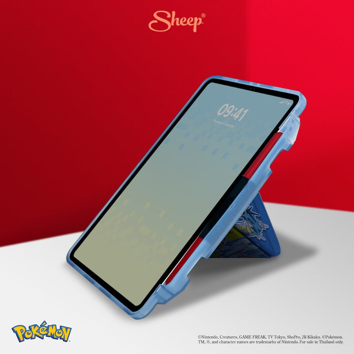 เคส ไอแพด iPad Case  โปเกมอน พิคาชู Pokedex ลิขสิทธิ์แท้ กันงอ  Pikachu Pokémon สี น้ำเงิน น่ารัก ปลอกปากกา