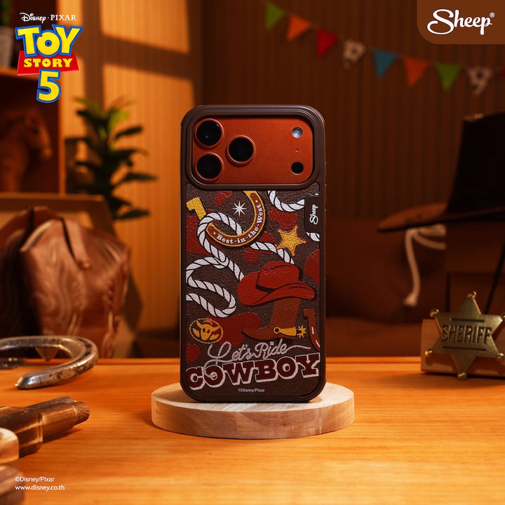 เคส ไอโฟน ทอย สตอรี่ สีน้ำตาล หนัง iphone magsafe case toy story 5 woody disney pixar ลิขสิทธิ์แท้ ดิสนีย์ พิกซาร์ 17 pro max