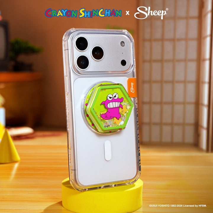 ที่แปะมือถือ Phone Grip ชินจัง ลิขสิทธิ์แท้ Crayon Shinchan สีชมพู สีเขียว ดีไซน์ Chocobi ใช้คู่เคส MagSafe
