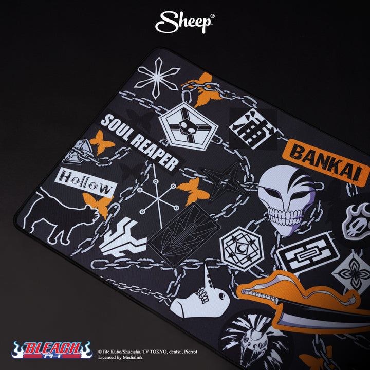 ของแต่งโต๊ะ แผ่น รองเมาส์ BLEACH บลีช เทพมรณะ ลิขสิทธิ์แท้ ขนาดใหญ่ mouse pad Ichigo อิจิโกะ สีดำ ลายเท่ ๆ