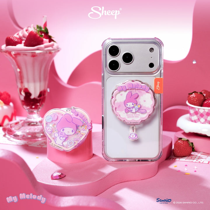 my melody phone accessories ใช้คู่เคส sanrio ที่แปะมือถือ magsafe มายเมโลดี้ ซานริโอ้ สีชมพู ลิขสิทธิ์แท้ griptok แกว่ง เขย่า