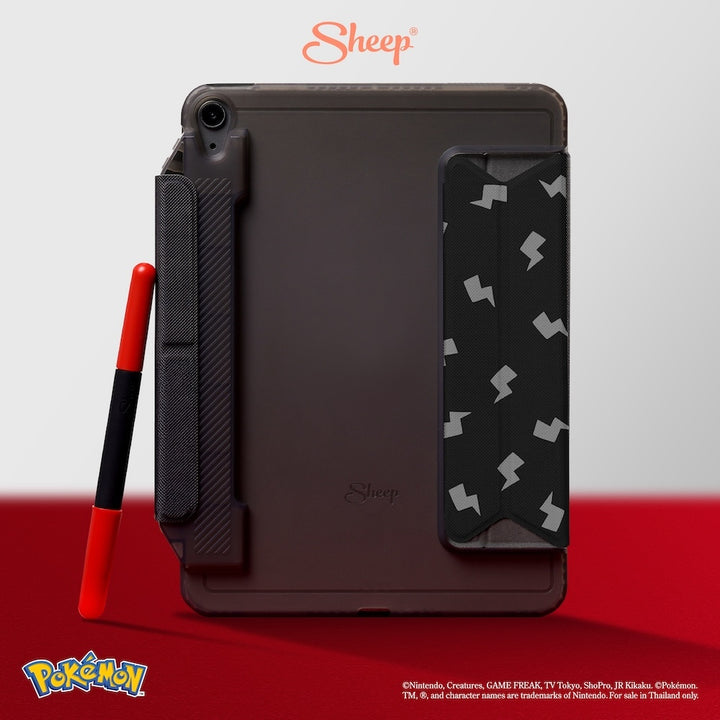 Pikachu พิคาชู iPad Case เคส ไอแพด Pokémon โปเกมอน กันงอ  ลิขสิทธิ์แท้ สี ดำ น่ารัก ปลอกปากกา