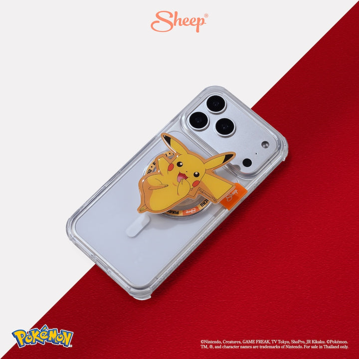 ลิขสิทธิ์แท้ Pokémon โปเกมอน Pikachu พิคาชู Grip MagSafe  น่ารัก ที่แปะมือถือ แม่เหล็ก สี เหลือง