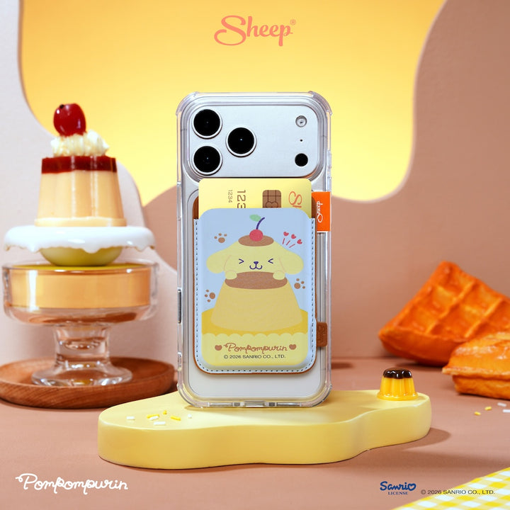 ที่ใส่บัตร แปะมือถือ pompompurin ใช้คู่เคส sanrio phone accessories ลิขสิทธิ์แท้ สีฟ้า น้ำตาล phone wallet magsafe