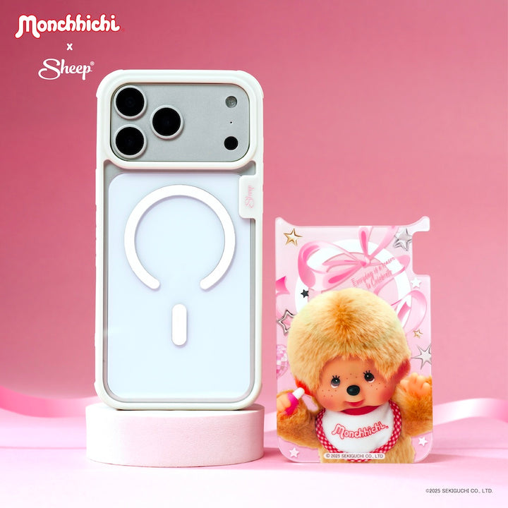 เคส สีชมพู ม่อนชิชิ ไอโฟน เปลี่ยนลายได้ sheep outfit monchhichi beige magsafe iphone case
