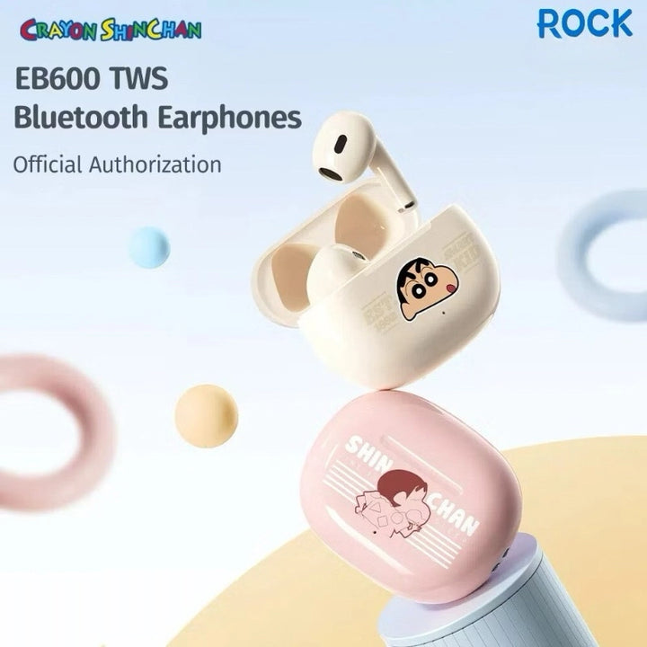Rock หูฟังลายน่ารัก Crayon Shinchan TWS earphones ลิขสิทธิ์แท้ กล่องชาร์จในตัว ใช้งานได้นาน 5 ชั่วโมง