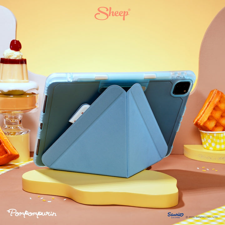 ipad case เคสไอแพด ปอมปอมปูริน สีเหลือง ฟ้า pompompurin ลิขสิทธิ์แท้ sanrio กันกระแทก น้ำหนักเบา สายจด วาด ตั้งได้