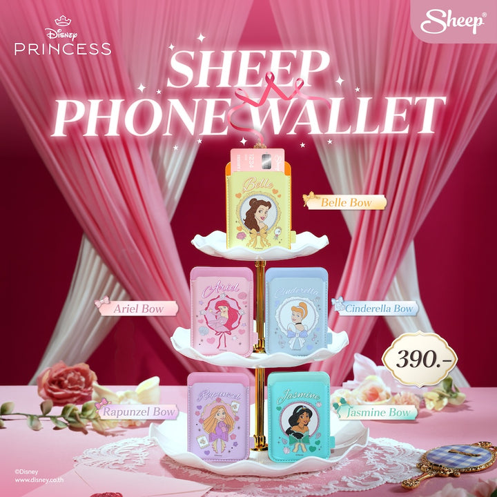 ที่ใส่บัตร แปะมือถือ disney princess phone wallet เจ้าหญิงดิสนีย์ ตัวละคร card holder เคสใส่บัตร accessories โบว์