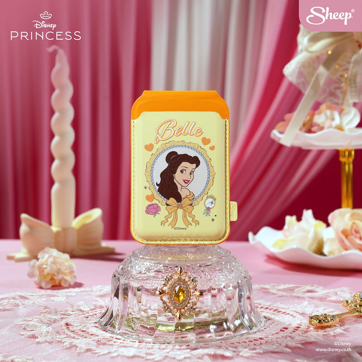 phone wallet stand disney princess เจ้าหญิงดิสนีย์ เคสใส่บัตร belle เบลล์ โบว์ สีเหลือง แปะมือถือ กาง ตั้งได้ card holder