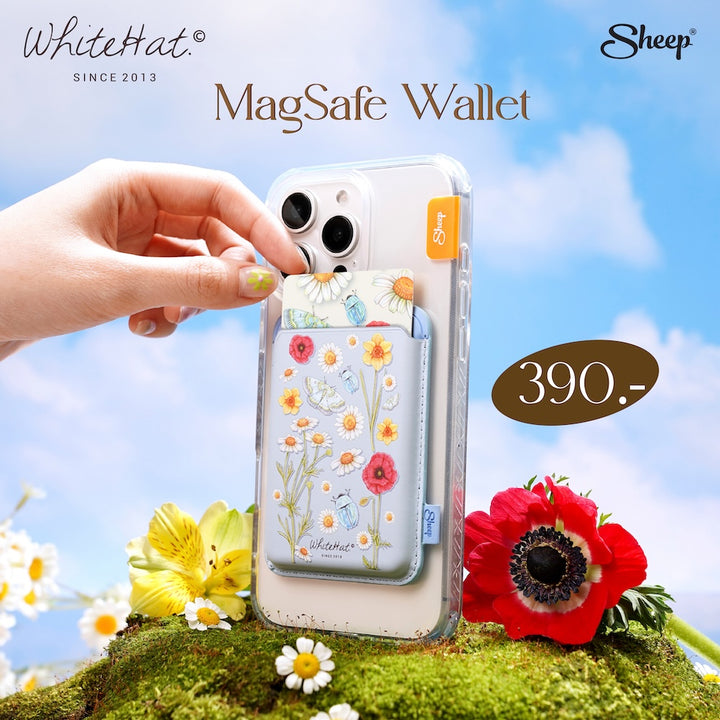 เคสไอโฟน ลายดอกไม้ whitehat iPhone Magsafe ใช้คู่เคส เคสใส่บัตรได้