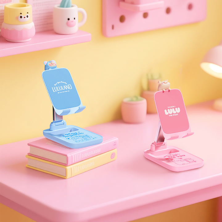 phone stand lulu the piggy สีฟ้า ชมพู ปรับได้ พับเก็บได้ ที่ตั้งมือถือ หมู ลูลู่