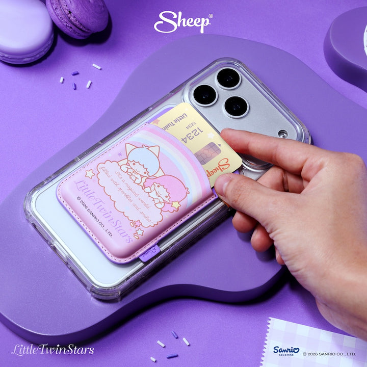 ที่ใส่บัตร little twin stars ใช้คู่เคส sanrio phone accessories ลิตเติ้ลทวินสตาร์ ลิขสิทธิ์แท้ สีม่วง phone wallet magsafe