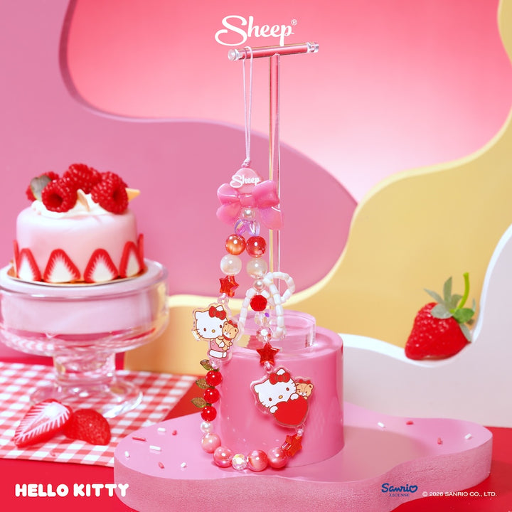 hello kitty phone charm คิตตี้ ใช้คู่เคส sanrio ลิขสิทธิ์แท้ สีแดง ชมพู sheep accessories สายห้อยมือถือ ลูกปัด ซานริโอ้