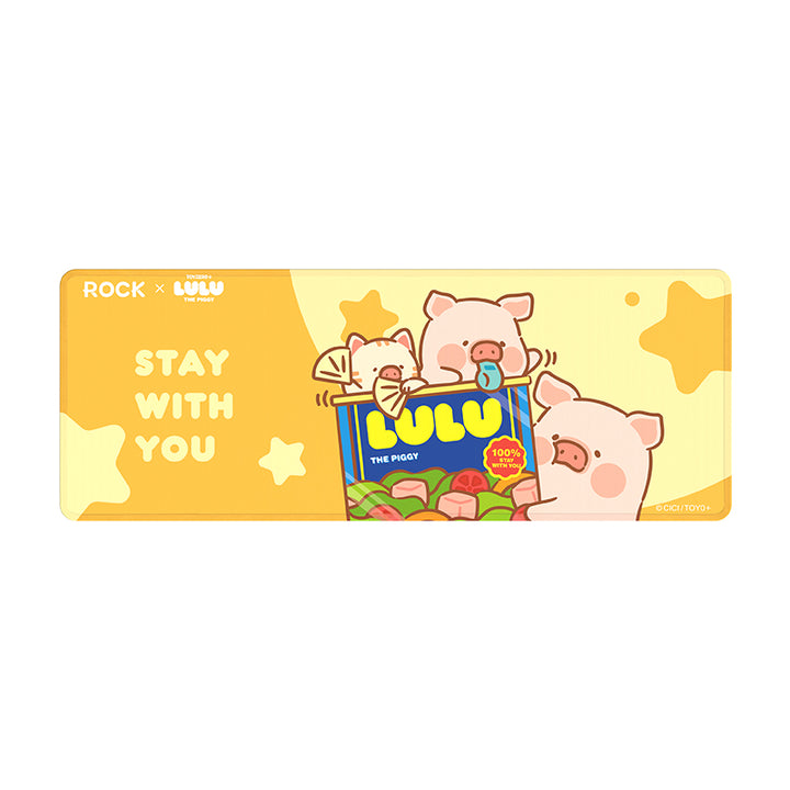 rock แผ่นรองเมาส์ หมู lulu the piggy mouse pad สีเหลือง แผ่นใหญ่