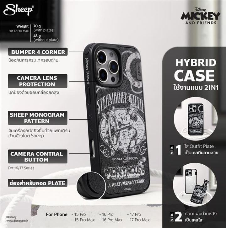 iphone case เคสไอโฟน มิคกี้เม้าส์ สีดำ ถอดได้ mickey mouse ดิสนีย์ magsafe