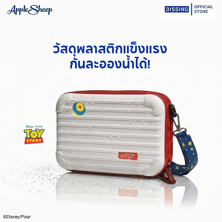 Toy Story ทอย สตอรี่ DISSING กระเป๋าสะพายข้าง พลาสติก กันน้ำ Disney Pixar ดิสนีย์ DS LUGGAGE BAG ลิขสิทธิ์แท้ สีขาว แดง