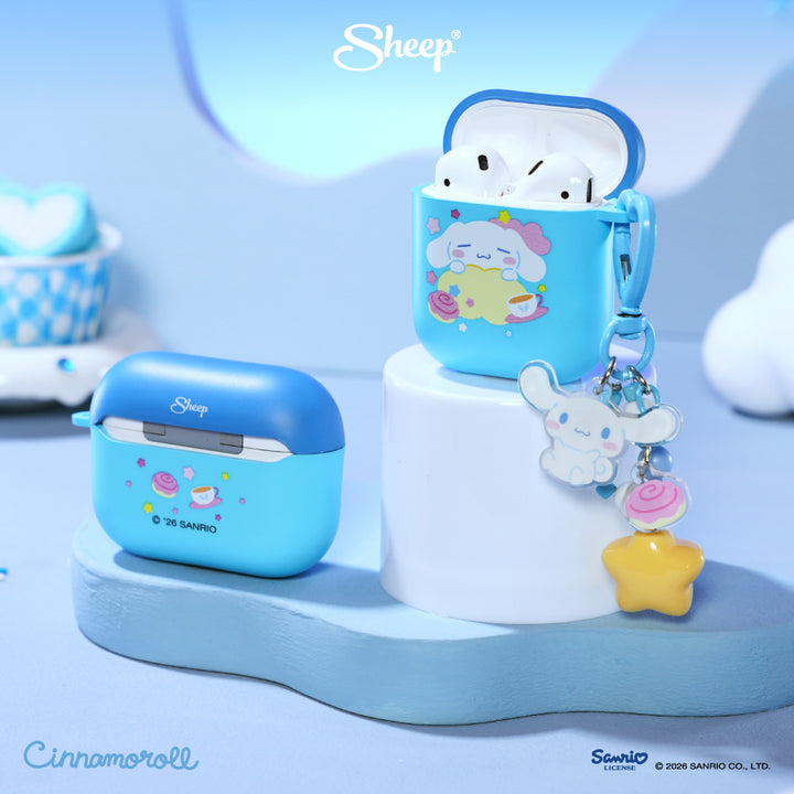 เคสแอร์พอด ซินนามอนโรล พร้อมส่ง cinnamoroll ลิขสิทธิ์แท้ sanrio airpods case 4 pro 3 สีฟ้า น้ำเงิน แถม พวงกุญแจ keyring