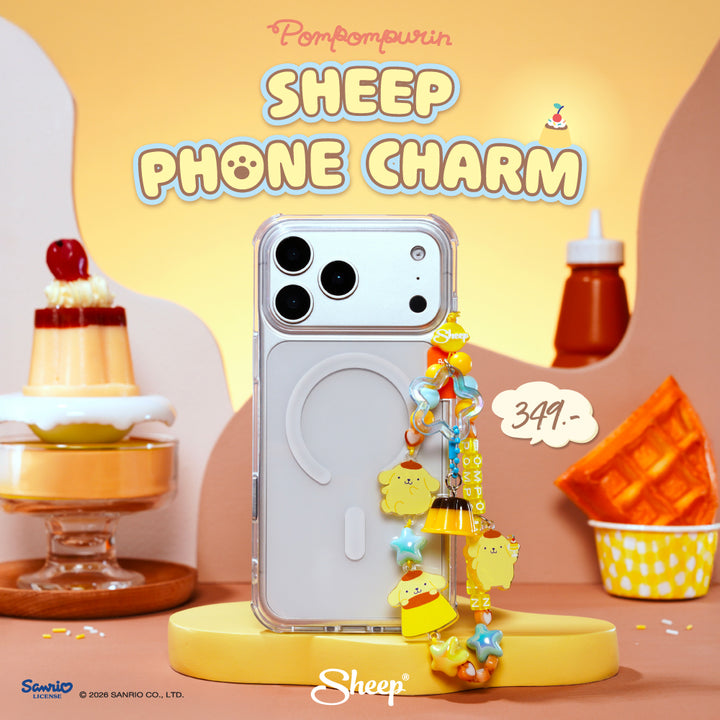 สายห้อยมือถือ pompompurin สีเหลือง ฟ้า phone charm ปอมปอมปุริน ใช้คู่เคส sanrio ลิขสิทธิ์แท้ accessories ซานริโอ้