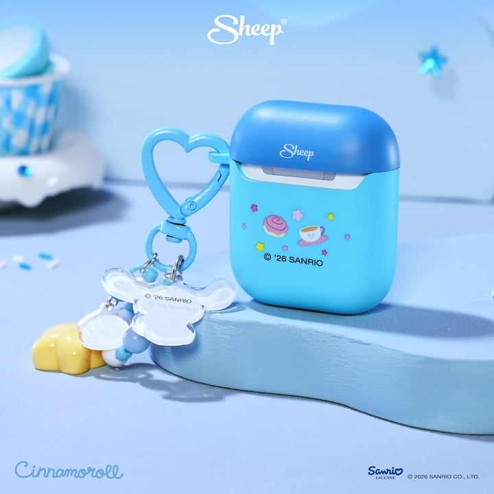 เคสแอร์พอด cinnamoroll สีฟ้า น้ำเงิน airpods case ซินนามอนโรล ลิขสิทธิ์แท้ sanrio ซานริโอ้ แถม พวงกุญแจ keyring