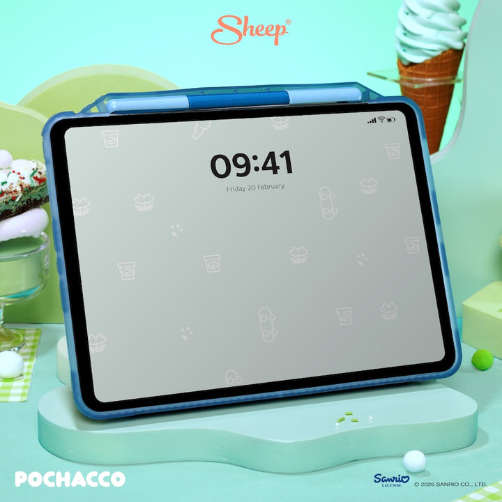 เคสไอแพด โปเชโกะ สีเขียว ฟ้า pochacco ipad case ซานริโอ้ ลิขสิทธิ์แท้ sanrio แถม ปลอกปากกา กันงอ กันกระแทก เคสโปเชโกะ